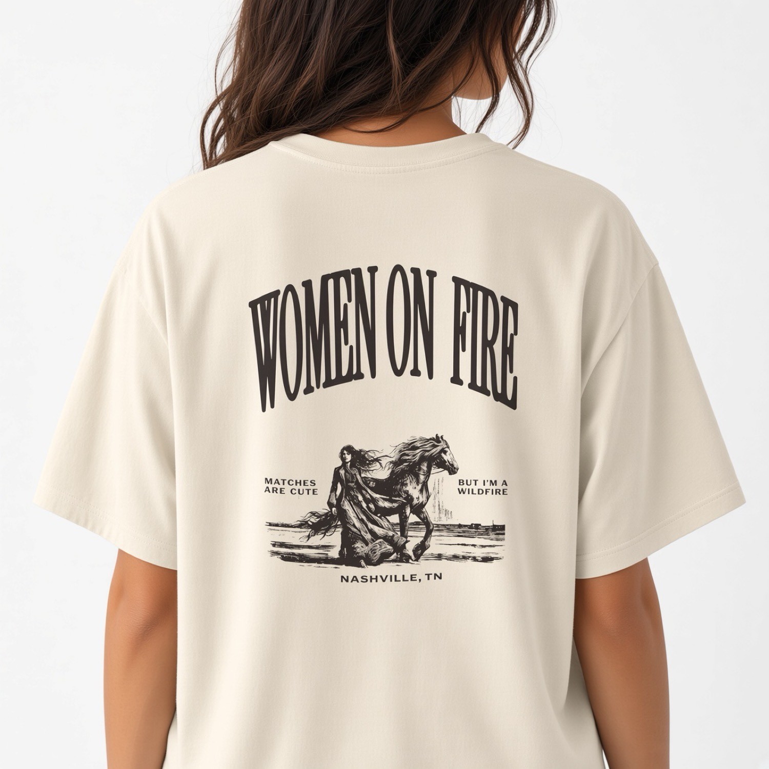 WOMEN ON FIRE ivory tee, back print
